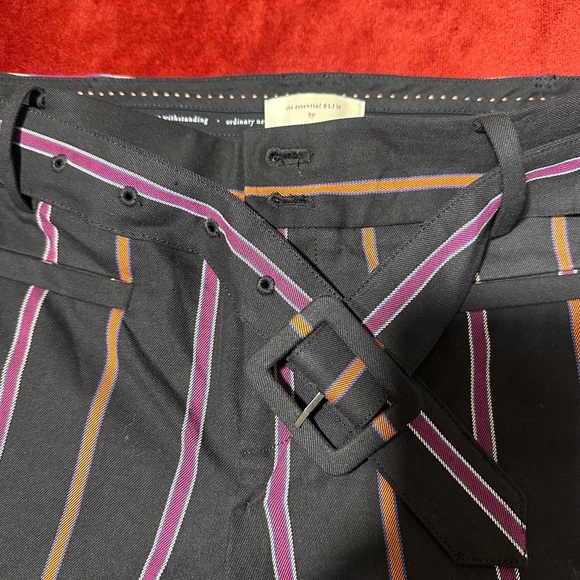 Anthropologie Black and Purple Cropped Ankle Pants - Picture 5 of 9